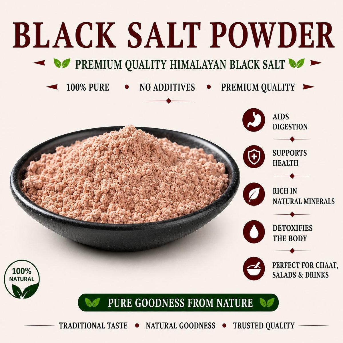 Black Salt Powder 500g | 1kg HIMALAYAN BLACK SALT POWDER / KALA NAMAK
